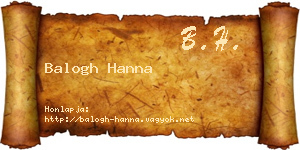 Balogh Hanna névjegykártya
